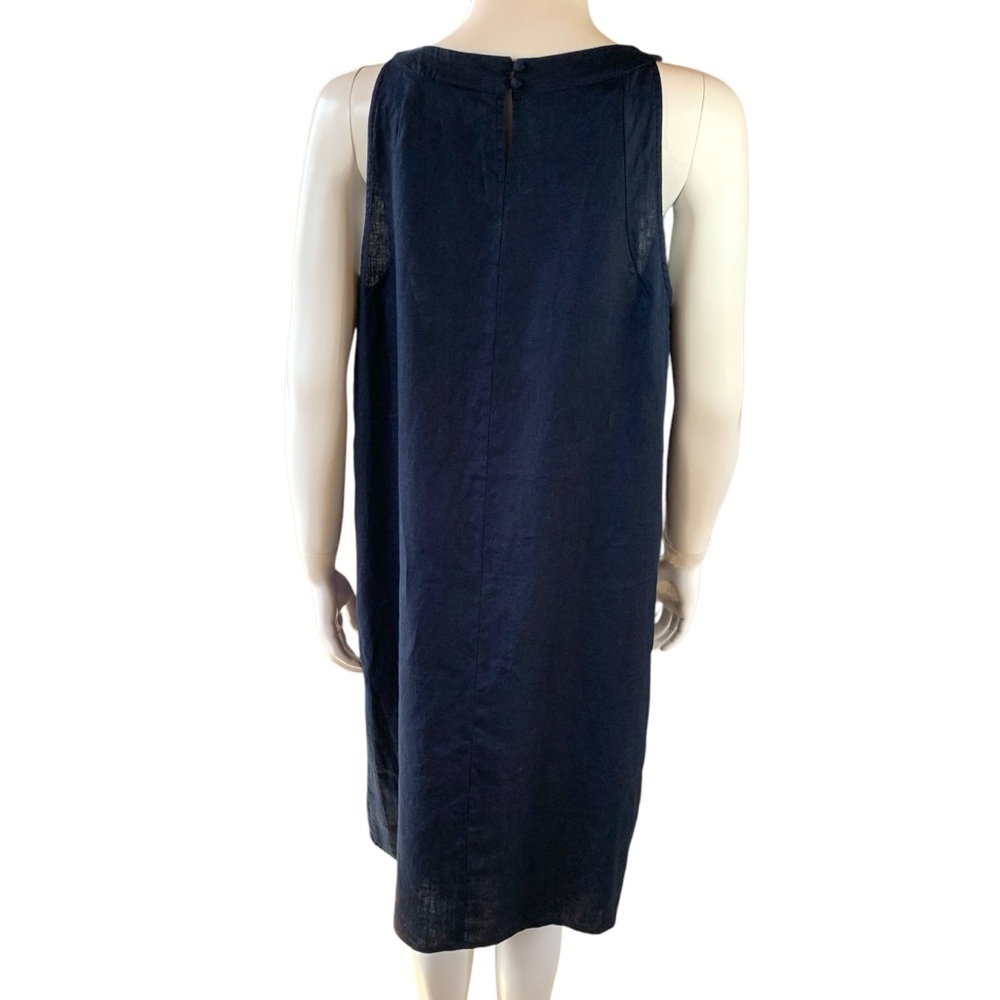 J Jill navy blue pure linen dress size large - Picture 3 of 8